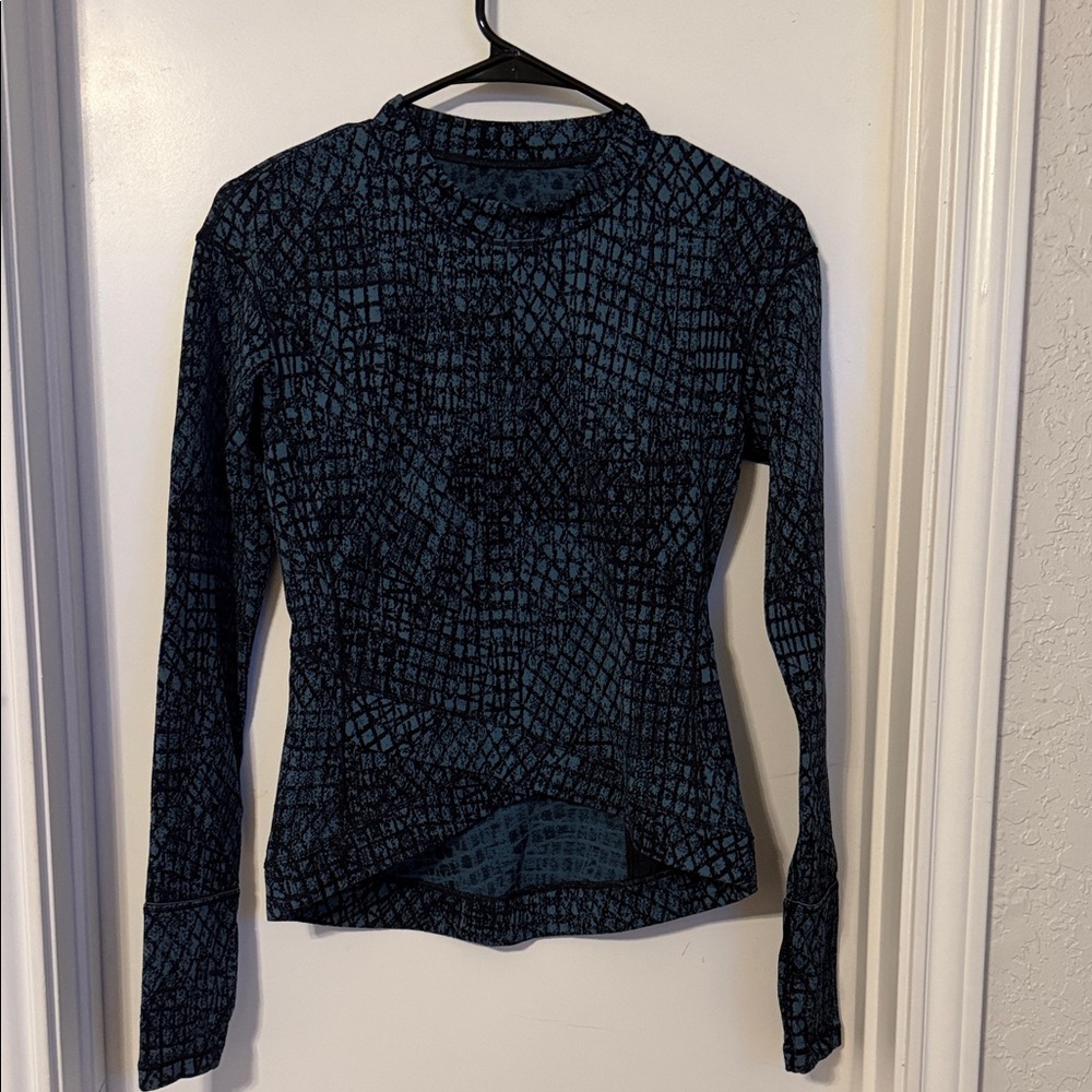 lululemon athletica Long-Sleeve Crewneck Top in Dark Teal and Black